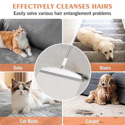 Image of Multifunction Silicone Broom, 54 Inch Long Handle Silicone Floor Squeegee Broom, Sweep and Scrape 2 in 1 Household Cleaning Broom for Floor, Bathrooms, Kitchens, Showers, Tile, Pet Hair, Glass, White
