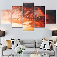 SIGNWIN 5 Panel Canvas Wall Art Colors of The Sky for Home Decorations Ready to Hang - 60