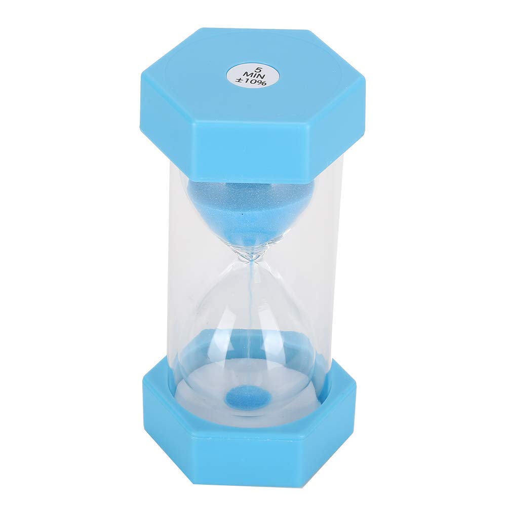 Sand Timer 5 Minutes, Drop-proof Hexagonal Hourglass Sandglass Timer for Children Room, Birthday, Tea Coffee, Table Book Shelf School, Game Ornament, Creative Gift, Living Room, Office, Blue