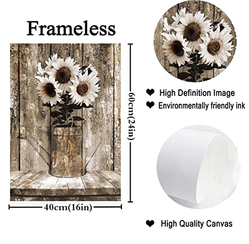 Picture Is A Poster Unframed ! Rustic Farmhouse Sunflower Wall Art Flowers Painting Country Floral Canvas Print Poster Picture Home Decor For Bedroom Living Room Bathroom Wall Decor 16X24 Inch #TOP3