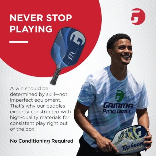 Gamma Composite Pickleball Paddle: Pickle Ball Paddles For Indoor & Outdoor Play - Usapa Approved Racquet For Adults & Kids - Blue/Grey, Rzr #TOP6