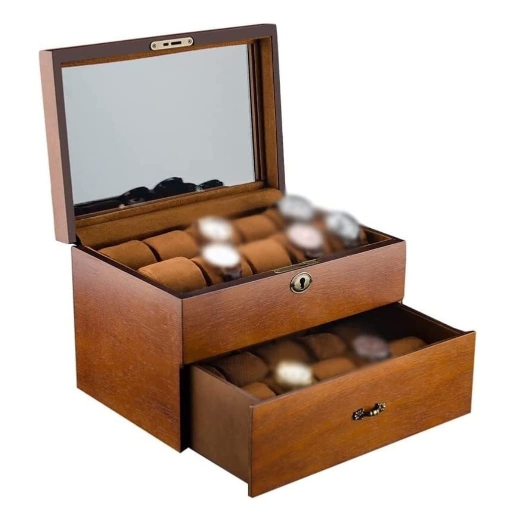 ANVLOJRIH KYUSAR Watch Box 20 Slots Watch Box Watch Jewellery Display Storage Box Case Double Layer Watch Boxes Wooden For Men Women Watch Case Watch Holder