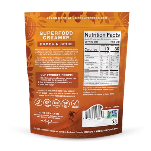 Image of Laird Superfood Non-Dairy Superfood Creamer (Pumpkin Spice, 32oz)