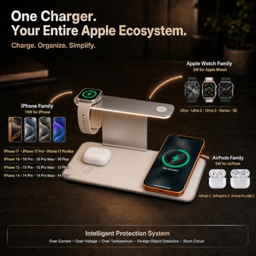Image of 3 in 1 Qi2 Charging Station for iPhone with Night Light