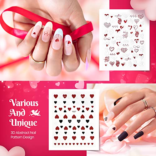 Beetles Spring Summer Nail Stickers, 6 Sheets Nail Art Decals 3D Self-Adhesive Nail Stickers Love Heart Kiss Red Lips Nail Design Manicure Tips Decoration For Women Girls Gift #TOP4