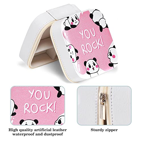 Boîte à bijoux You Rock Panda compartimentée en cuir PU durable - 6