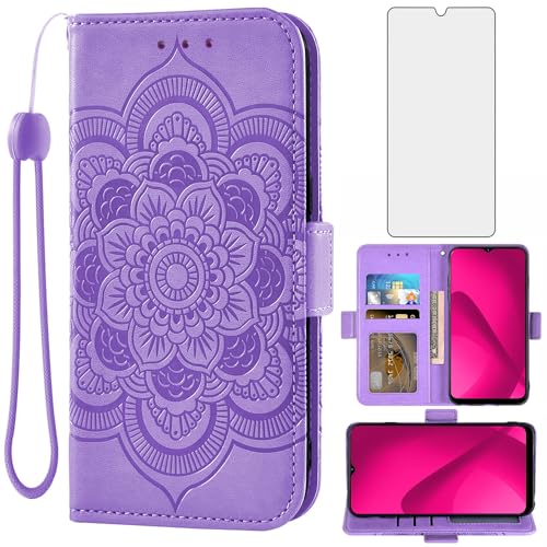 Étui T-Mobile Revvl 7 5G Asuwish avec protège-écran verre trempé et porte-cartes intégré