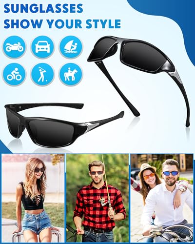 Image of Frienda 6 Pack Polarized Sport Sunglasses for Men Multipack Fit over Glasses Pack Lot Set Men's Sport Fishing Eyeglasses