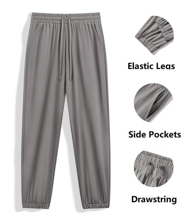 Men's Casual Pants Elastic Waist Drawstring Lightweight Cooling Hiking Trousers2