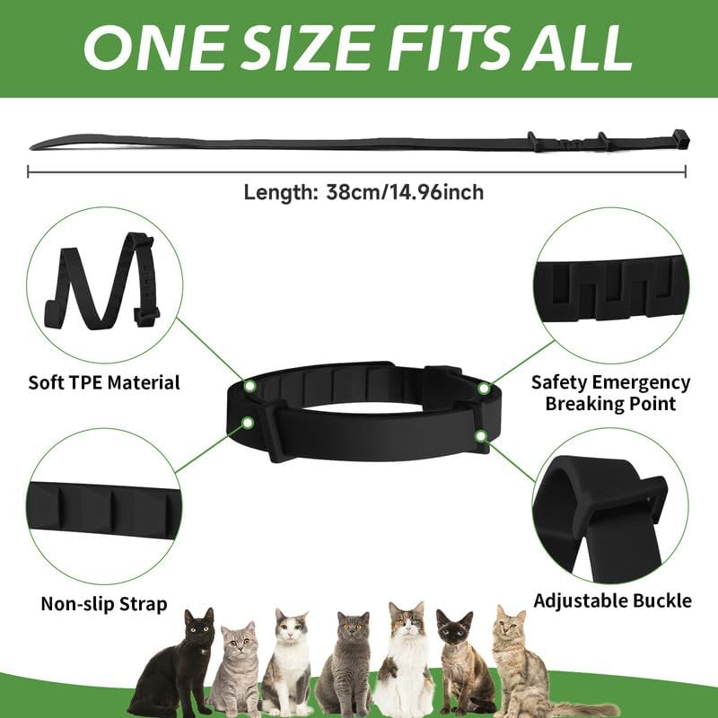 Miniatura 5 de Paquete de 4 collares antipulgas para gatos, seguro y natural, collar antipulgas y garrapatas para gatos, prevención de pulgas y garrapatas de 8