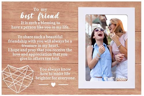 Friendship Picture Frame Gift for Sister Soul Sister BFF Best Friends Besties,Long Distance Friendship Gifts for Women,4x6 Inches Photo Frame,Appreciation Gift for Friends