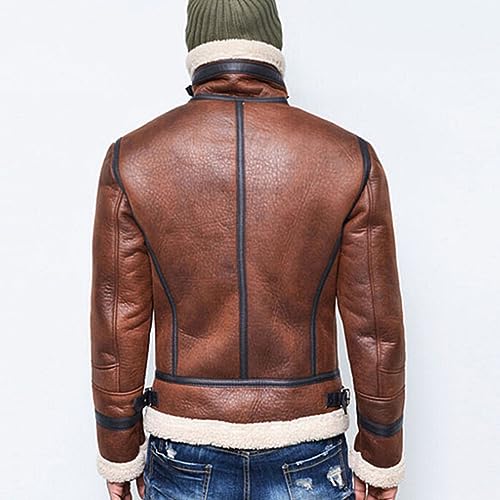 Chaqueta de cuero sintético con forro Sherpa para hombre miniatura 4