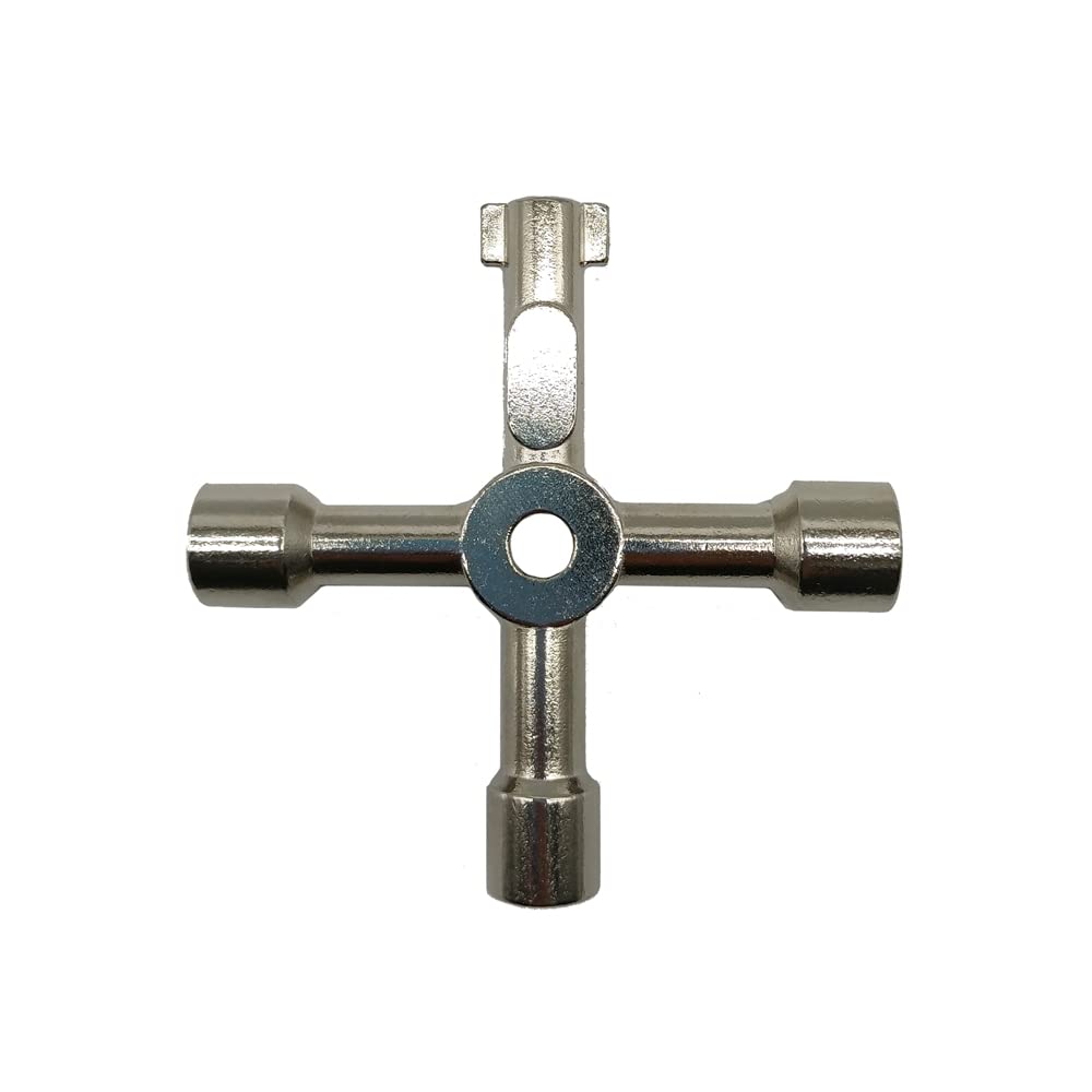YAKRIOES Radiator Key Gas Key Meter Box Key Meter Key Four-Way Multi-Functional Utilities Key Cross Key for Electric Cupboard Cabinet Opening Key (Silver)