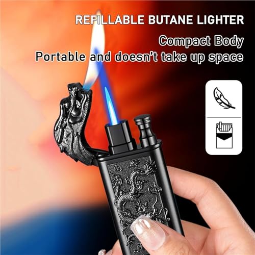 Encendedor de doble llama Dragon con chorro ajustable resistente al viento para barbacoa 3
