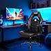 N-GEN Video Gaming Chair Ergonomic Computer Desk Office Chair with Lumbar Support Adjustable Height Swivel Wheels Flip-Up Arms PU Leather Home and Office (Black)