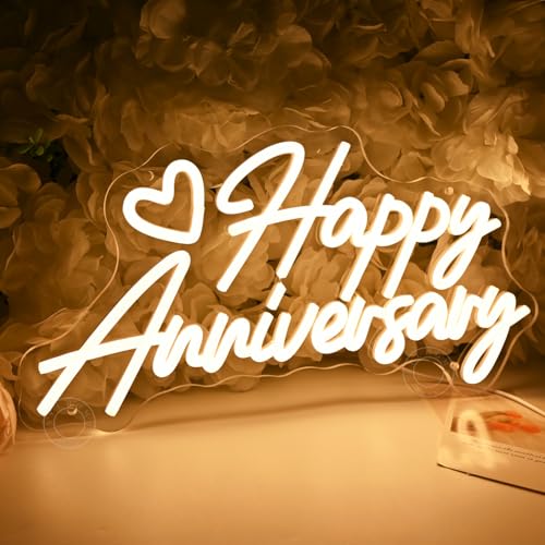 SYLHOME Happy Anniversary Led Neon Light Sign Celebrate Backdrop Wall Decor by SYLHOME - Used condition - Image 7