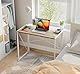 Coavas Kleiner Klappbarer Schreibtisch, Einfache Montage, 80 cm Schmaler Computertisch, Platzsparend für Büro, Homeoffice, Wohnzimmer und Arbeitszimmer, Stabil, Beige
