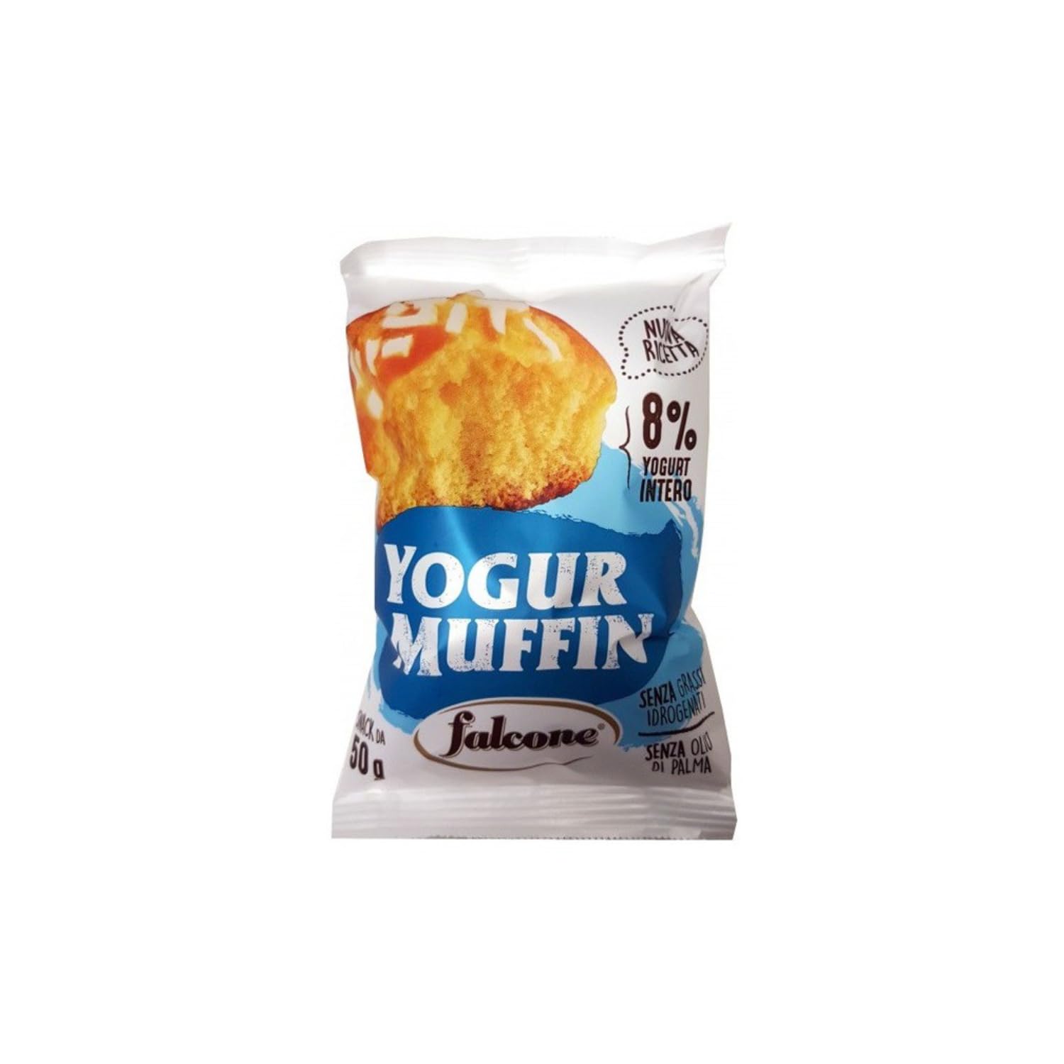 Falcone® | Muffin con Farcitura Yogurt Intero | Muffin Soffice Senza Olio di Palma - 18 x 50 Gr