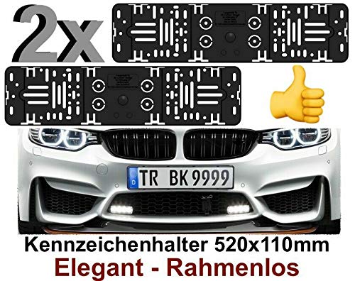 Lot de 2 supports de plaque d'immatriculation 3D Carbon Design élégant pour plaque d'immatriculation de voiture 520 x 110 mm 52 x 11 cm