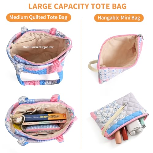 Bolso Tote Acolchado Floral con Cremallera para Mujer miniatura 6