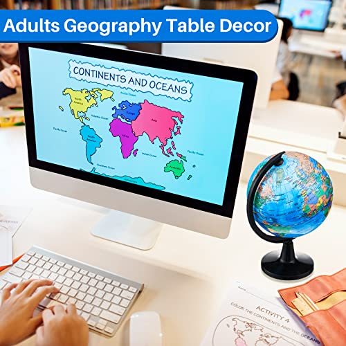 Henoyso 6 Pcs World Globe for Kid 4.6'' Educational Mini Desk Decorative Earth Globes with Black Stand Learning Rotating World Map for Graduate Gift Geography Classroom Table Decor