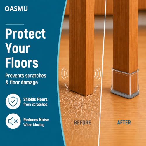 Image of OASMU 32 Pcs Chair Leg Floor Protectors for Hardwood Floors Rectangular
