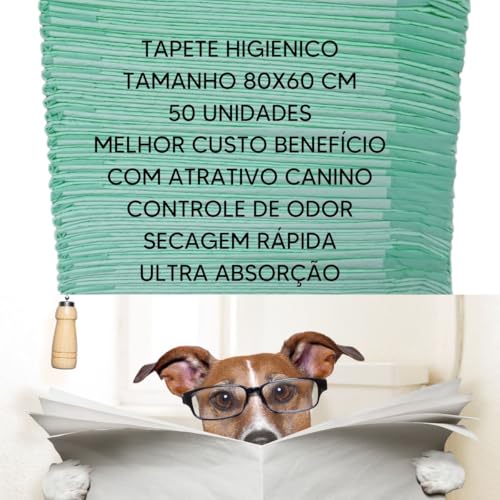 Tapete Higiênico Fralda Absorvente 80X60cm 50 Unidades Econômico p/ Cachorro Pet Envio Imediato