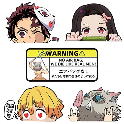 Roffatide Anime Car Decals 5 Pcs Funny Car Sticker Waterproof Decals for Automobile Motorcycle Laptop Skateboard Decoration