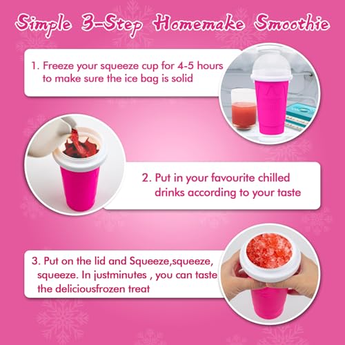 Image of 2PCS Slushie Maker Cup-500ml DIY Magic Quick Frozen Smoothies Cups for Homemade Milk Shake Ice Cream Maker, Portable Cooling Cups, Double Layer Squeeze Slushy Maker Cup, Birthday Gifts for Kids Mom