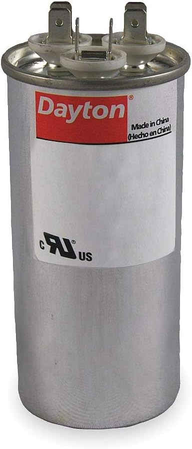 Dayton Round Motor Dual Run Capacitor, 40/7.5 Microfarad Rating, 440VAC Voltage - 2MEJ8