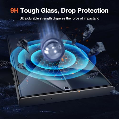 Image of KUZOOM 2 Pack Privacy Screen Protector for Samsung Galaxy S24 Ultra, Anti-Spy Private Protective Film, 100% Fingerprint Unlock, 9h+ Tempered Glass, Automatic Dust Removal, Anti-Scratch Protection