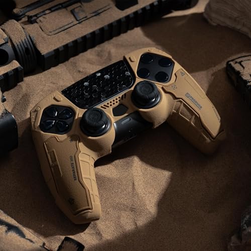 Image of GeekShare G.S.TAC Tactical PS5 Controller Skin Set, Non-Slip Soft Silicone Protective Cover Case for PS5 Wireless Controller with 2 Thumb Grip Caps and 2 Stickers - Desert Yellow