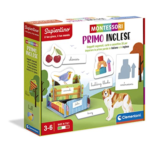 Clementoni - Sapientino Primo Montessori 4 Jahre, Lernspiel für Englisch, Sprachentwicklung, hergestellt in Italien, Mehrfarbig, 16364
