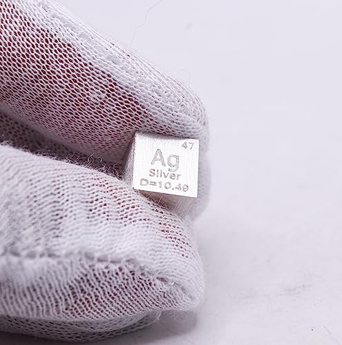 Image of 0.39 inch 10mm Silver Argentum Metal Cube Ag up to 99.9% Pure Periodic Table Element Engraved Density Collection Science Education Display Block Cube + Acrylic Case Box - 1PC