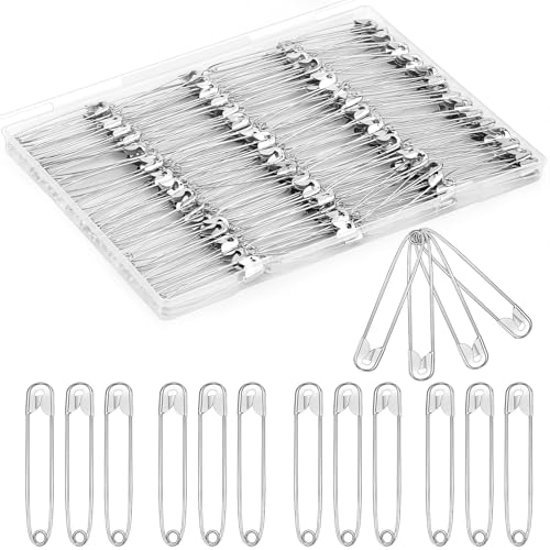 Mnuizu 200Pcs Large Safety Pins, 2.2inch/55mm Heavy Duty Large Safety Pins, Nickel Plated Steel Safety Pin for Clothes, Jewelry Making, Sewing Craft