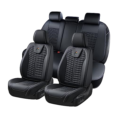 FLORICH Fundas para Asientos de Coche, Tela Transpirable y Fundas para Asientos Delanteros y Traseros, Juego Completo de Ajuste Universal para Coches, sedanes, SUV y Camiones, Negro
