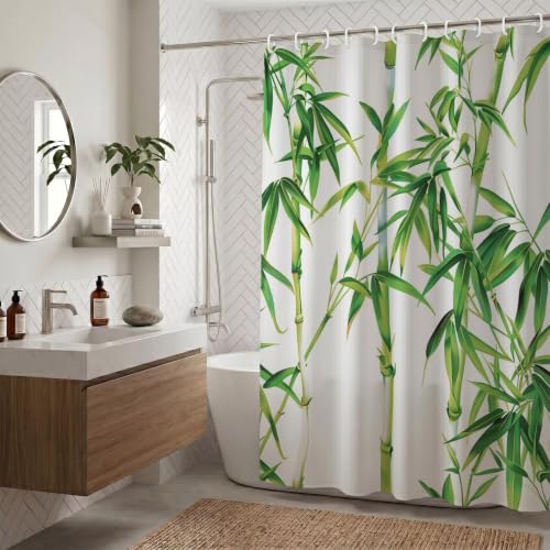 Rideau de douche bambou style chinois pour salle de bain zen - 2