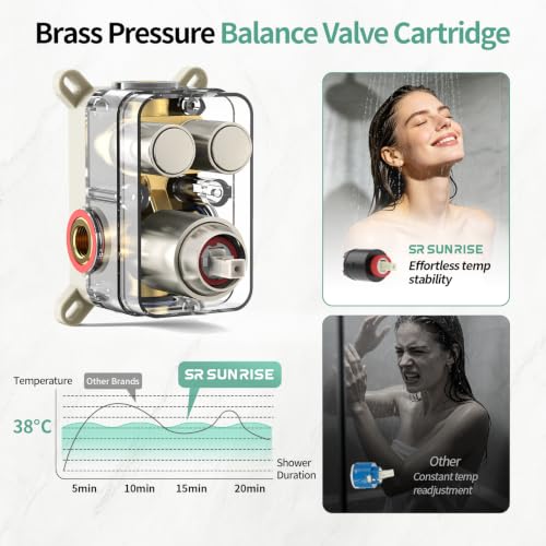 Image of SR SUN RISE 12 inch Shower Faucet Set with Shower Slide Bar,Brushed Nickel