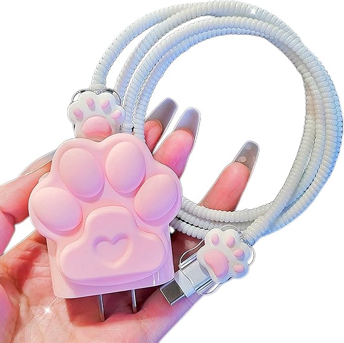 FACTOTECH Protective Charger Case for iPhone 18W 20W iPhone 16 15 14 13 12 11 Pro Max Charging Cable Charger Protective Cover Data Cable Protective Sleeve-New Pink Claw- Best and cheap mobile covers in India