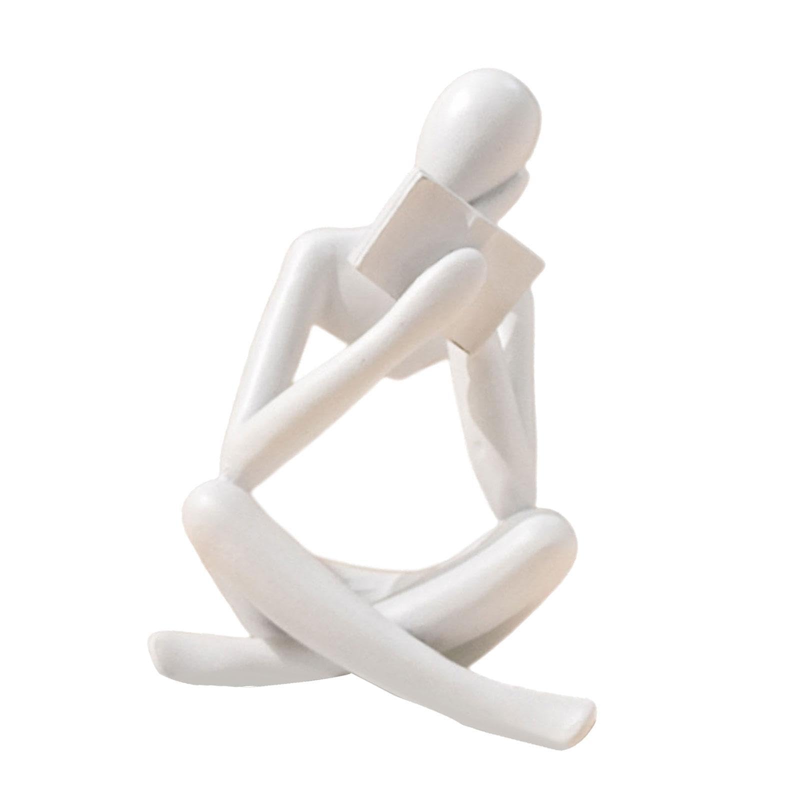 Zambuph Unique Abstract Thinker Reader Figurine Beautifully White 8x6x12cm