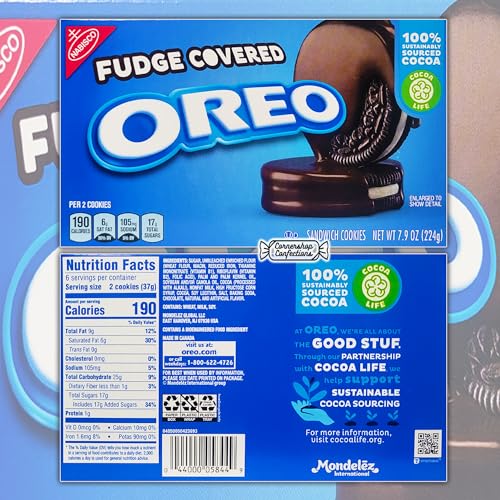 Fudge Covered Milk Chocolate Cream-Filled Sandwich Cookie 2 Box Bundle Pack - Fudge-Dipped Original Cookies and Cream Flavor for Movies, Road Trips, Deserts in Cornershop Confections Box
