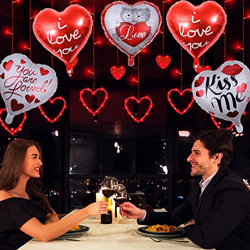 20 Pcs I Love You Balloons Valentines Day Red Heart Balloons 18 Inches Valentines Foil Balloons For Sweetest Day Romantic Decorations Special Night Party Supplies #TOP5