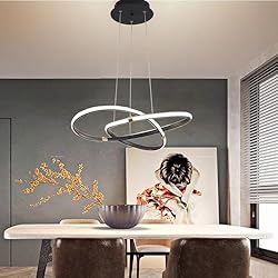 Lamparas Para Comedor Diario Lámpara Colgante LED 45W Lámpara de Mesa de Comedor Lámpara Colgante Negra Comedor Regulable en Altura Lámpara de Techo Para Oficina Cocina Dormitorio Salón iluminador Lámpara Colgante (Negro)