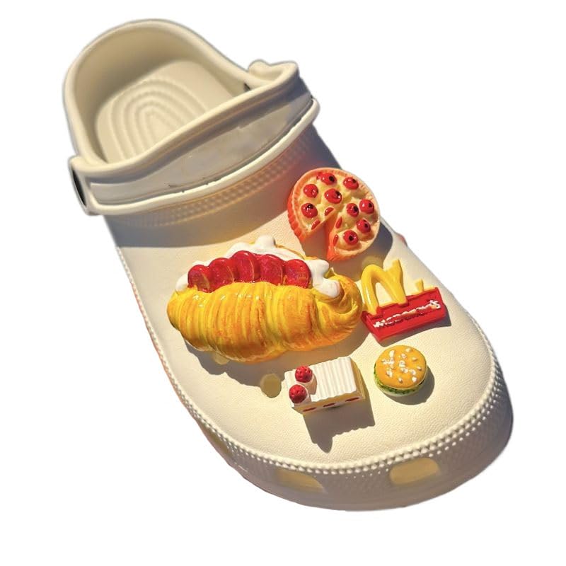 Cute Food Shoe Decoration Charm for Adults 3D Cute Hamburger Pizza Shoe Ornaments Shoe Accessories Stylish DIY Decorative Shoe Buckle Easy to Install for Children and Adults Gift