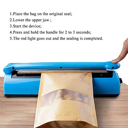 LabZhang 8inch Impulse Bag Sealer,Impulse Heat Sealer,Manual Poly Bag Heat Sealer Heat Seal Closer with 1 Replacement Kit,Blue - Thumbnail 6