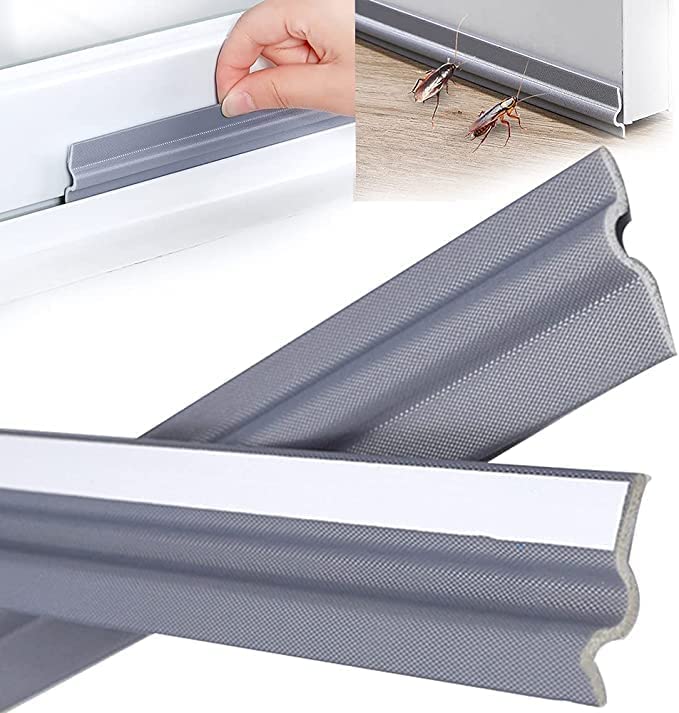 196 Inch Weather Stripping Door Seal for Interior Doors,Soundproofing Window Seal Strip and T Shape Door Bottom Seal Strip,Self -Adhesive PU -Foam Weather Stripping for Door Insulation(5m) (Gray)