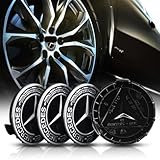 4 Stück Nabendeckel für Mercedes-Benz 75MM Radnabenkappen Felgendeckel Felgenkappen Nabenkappen Wheel Caps Radnabenabdeckung, Schwarz