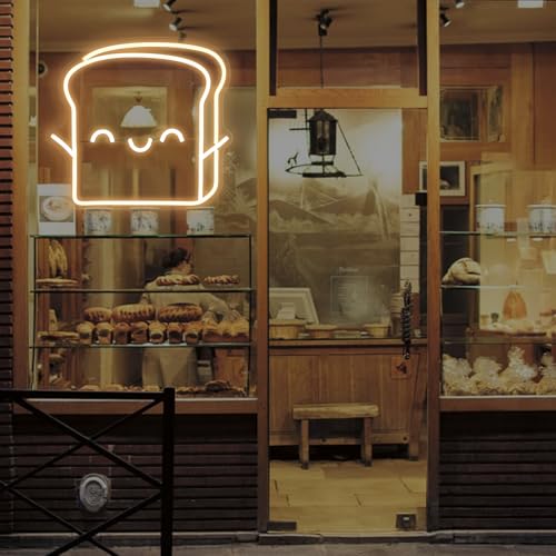 Image of Toast Bread Neon Signs, Bread Shop Decor, For Bakery Shop Business Kitchen Light up Sign Baking Food Neon Lights, Dessert Shop Cafe Restaurant, Bar Restaurant Music Concert Man Cave Game