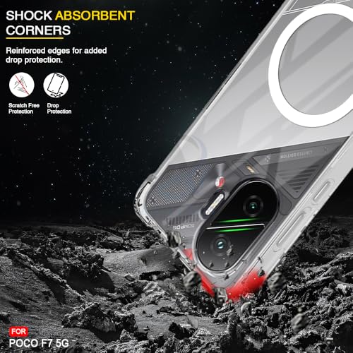 Image of AESTMO Clear Back Cover for Poco F7 5G | 360 Protection | Transparent Back Cover (PC + TPU, Compatible with MagSafe Accessories, Transparent Bumper)