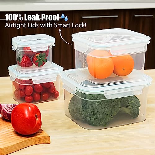 Lihong 8-Piece Food Storage Containers With Lids Airtight 118Oz, Plastic Storage Containers Meal Prep Containers For Kitchen Pantry Freezer Containers For Food, Microwave Dishwasher Safe, Blue Gasket #TOP2